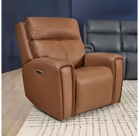Warren Brown Leather Zero Gravity Power Recliner with Power Lumbar and USB Charging