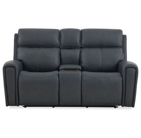 Warren Gray Leather 77" Zero Gravity Power Reclining Loveseat with Console and USB Charging