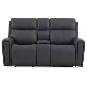 Warren Gray Leather 77" Zero Gravity Power Reclining Loveseat with Console and USB Charging