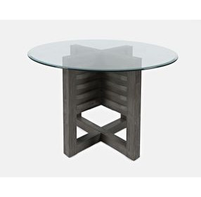 Altamonte Brushed Gray 48" Round Glass Top Dining Table