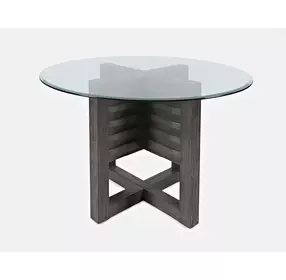 Altamonte Brushed Gray 48" Round Glass Top Dining Table