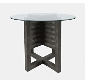 Altamonte Brushed Gray 48" Round Glass Top Counter Height Dining Table