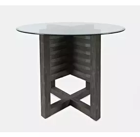 Altamonte Brushed Gray 48" Round Glass Top Counter Height Dining Table
