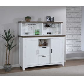 Ashford White and Brown 2 Drawers Coffee Bar Work Station with USB Charging