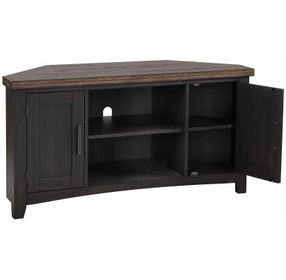 Ashford Black and Brown 1 Shelf 50" Corner TV Cart