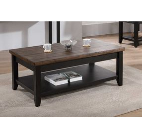 Ashford Black and Brown 1 Shelf Rectangular Cocktail Table