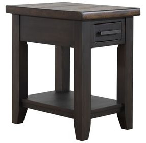 Ashford Black and Brown 1 Drawer Rectangular Chairside Table