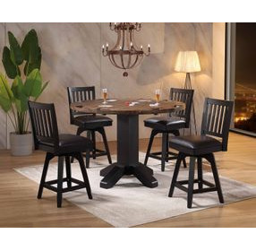 Ashford Black and Brown Round Counter Height Game Room Set