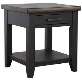 Ashford Black and Brown 1 Drawer Round End Table