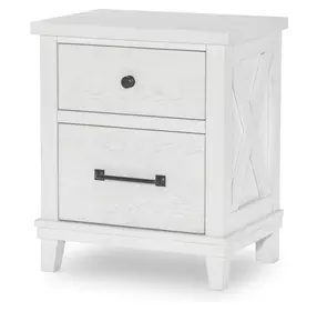Flatiron Aged White 2 Drawer Nightstand with USB Charging