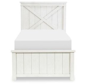 Flatiron Aged White Twin Panel Bed