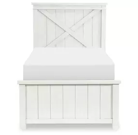 Flatiron Aged White Twin Panel Bed