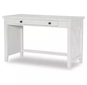 Flatiron Aged White 48" Vanity Desk with USB Charging