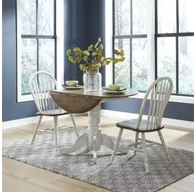 Carolina Crossing White and Antique Honey 3 Piece Drop Leaf Dining Set