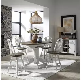 Carolina Crossing White and Antique Honey 5 Piece Extendable Gathering Dining Set