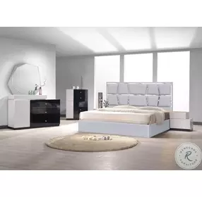Degas Silver Grey Upholstered Platform Bedroom Set with Turin Light Grey Casegood
