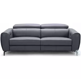 Lorenzo Blue Grey Italian Leather Power Reclining 82" Sofa