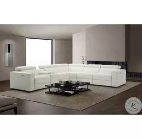 Picasso White Top Grain Leather Power Reclining Sectional