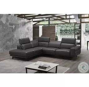 Davenport Slate Grey Top Grain Leather LAF Sectional
