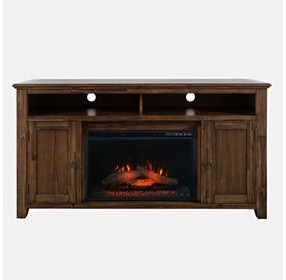 Bakersfield Distressed Brown 60" TV Stand with Electric Fireplace