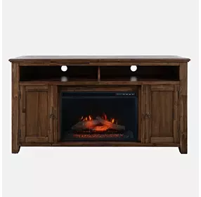 Bakersfield Distressed Brown 60" TV Stand with Electric Fireplace