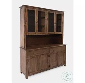 Bakersfield Wire Brush Brown Server with Hutch