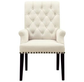 Mapleton Beige Tufted Back Upholstered Arm Chair