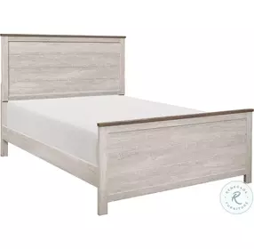 Nashville Antique White And Brown Melamine Queen Panel Bed