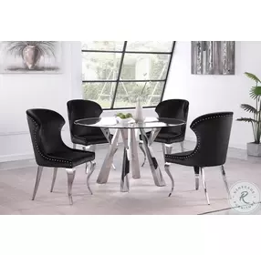 Alaia Clear And Chrome Round Dining Room Set