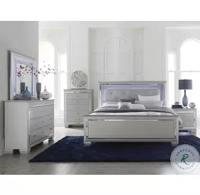 Allura Silver Upholstered Panel Bedroom Set
