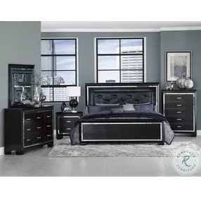 Allura Black Upholstered Youth Panel Bedroom Set