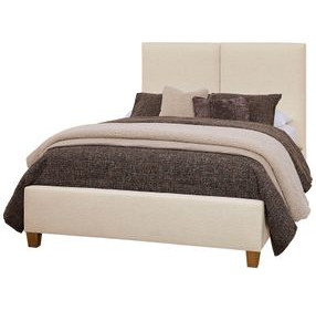 Joinery Espresso Oak and Ivory Cream Performance Fabric King Upholstered Panel Bed
