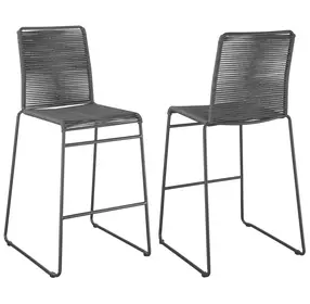 Kai Charcoal And Gunmetal Upholstered Bar Stool Set of 2