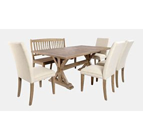Carlyle Crossing Medium Brown Upholstered 6 Piece Dining Set with Bench