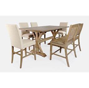 Carlyle Crossing Medium Brown Upholstered 6 Piece Counter Height Dining Set with Bench