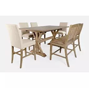Carlyle Crossing Medium Brown Upholstered 6 Piece Counter Height Dining Set with Bench