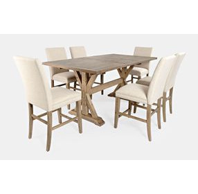Carlyle Crossing Medium Brown Upholstered 7 Piece Counter Height Dining Set