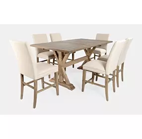 Carlyle Crossing Medium Brown Upholstered 7 Piece Counter Height Dining Set