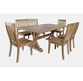 Carlyle Crossing Medium Brown 6 Piece Dining Set with Bench