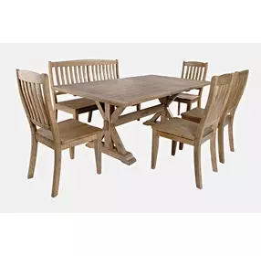 Carlyle Crossing Medium Brown 6 Piece Dining Set with Bench