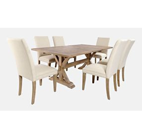 Carlyle Crossing Medium Brown Upholstered 7 Piece Dining Set
