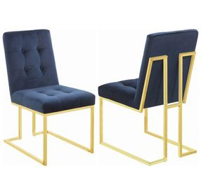 Starlight Ink Blue Velvet Dining Chair Set Of 2