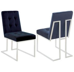 Starlight Matte Ink Blue Velvet Dining Chair Set Of 2