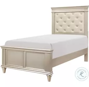 Celandine Silver And Off White Twin Upholstered Panel Bed