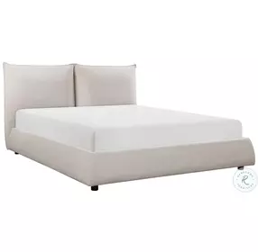 Linna Beige King Upholstered Platform Bed