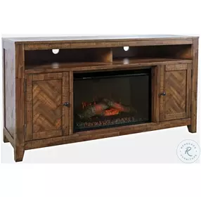 Fairview Oak Dark Brown 60" TV Stand with Electric Fireplace