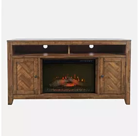 Fairview Oak Dark Brown TV Stand with Electric Fireplace