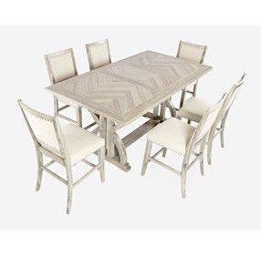 Fairview Ash and Beige Upholstered 7 Piece Counter Height Dining Set with Nailhead Trim