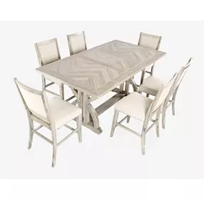 Fairview Ash and Beige Upholstered 7 Piece Counter Height Dining Set with Nailhead Trim