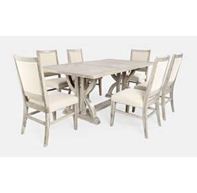 Fairview Ash and Beige Upholstered 7 Piece Dining Set with Nailhead Trim